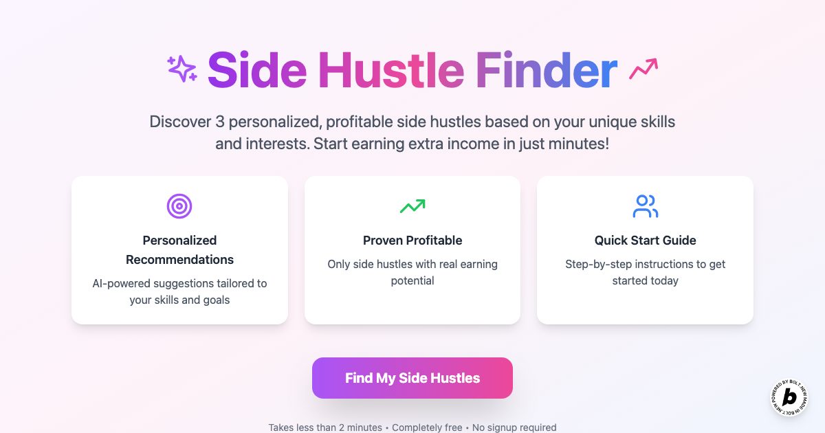 Side Hustle Recommender