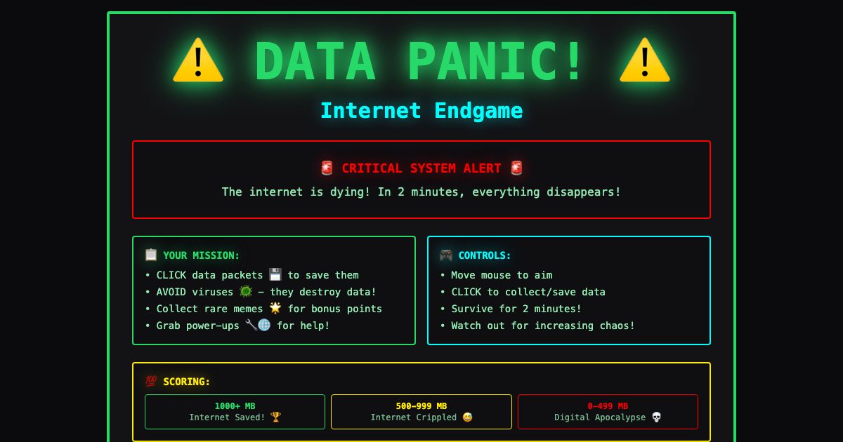 DATA PANIC: Internet Endgame