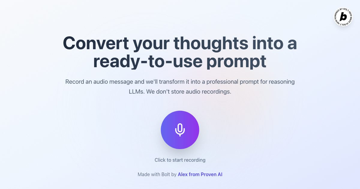 LLMready.net - Convert Voice Memos into Well-Made Prompts