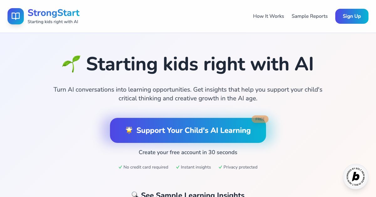 StrongStart - Starting kids right with AI