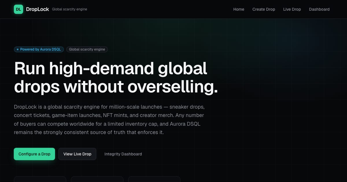DropLock: Global No‑Oversell Drop Engine