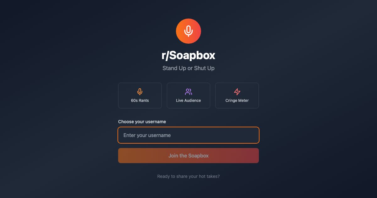 Soapbox Rumble — Real-Time Rant Arena