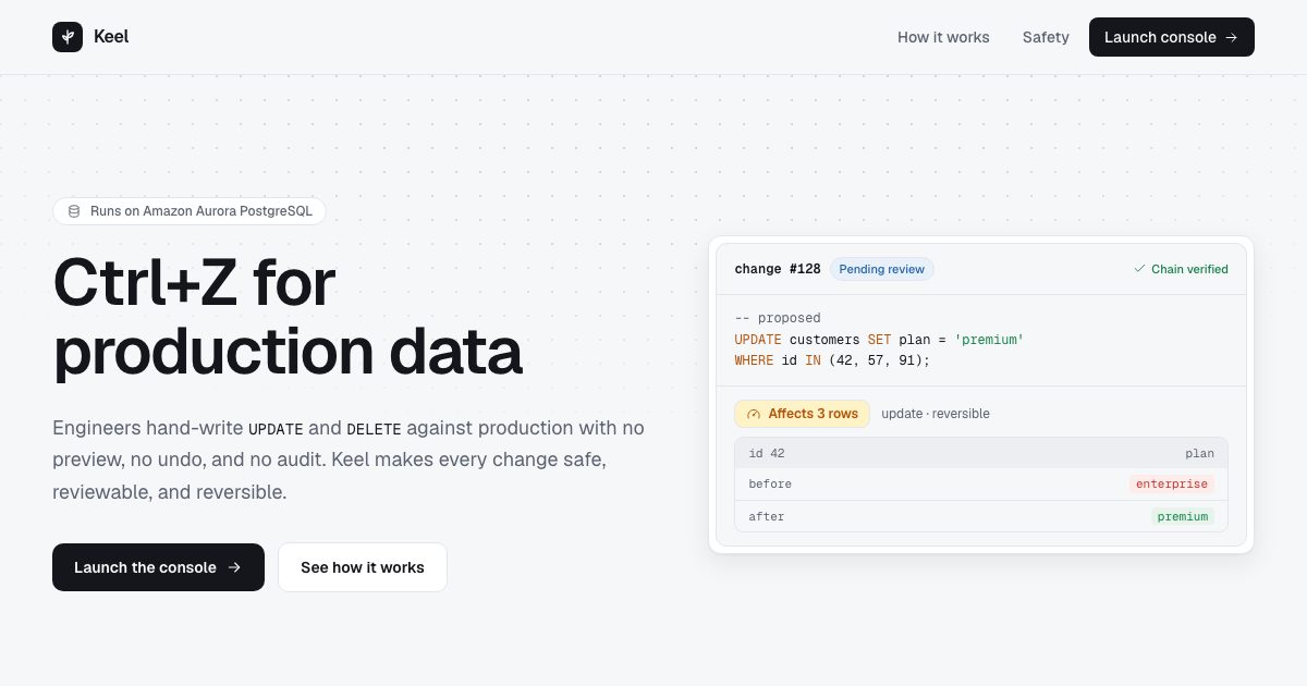 Keel - Ctrl+Z for production data
