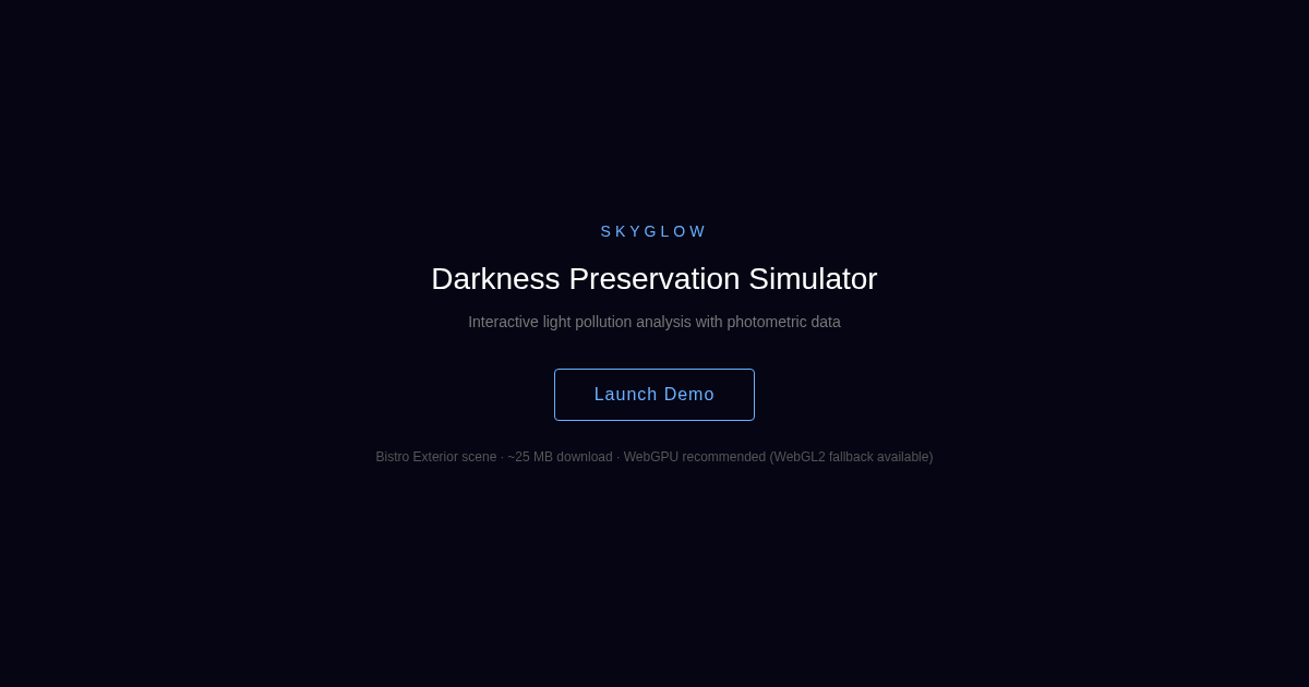 Browser-based light pollution simulator using real photometric data