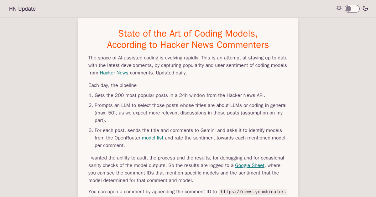 State of the Art of Coding Models, According to Hacker News Commenters